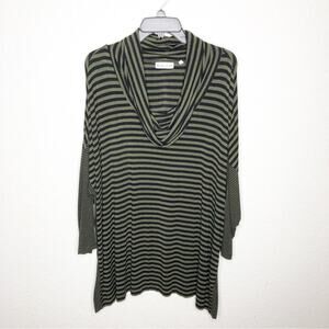 Habitat black green striped cowl neck knit tunic top size Extra Large XL